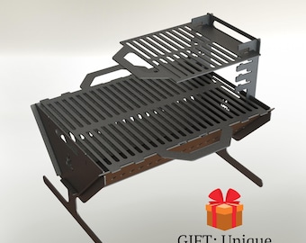 Portable Grill & Fire Pit DXF Files – CNC Cutting Template (Digital Download)