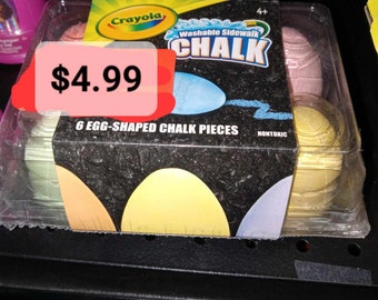 Crayola Washable Sidewalk Chalk 3 Egg & 3 Chick Shaped Chalk. Total 6 Sidewalk Chalk Pieces