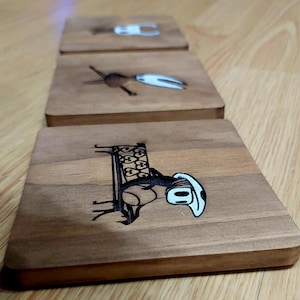 Hollow knight fan art wooden drinks coaster set
