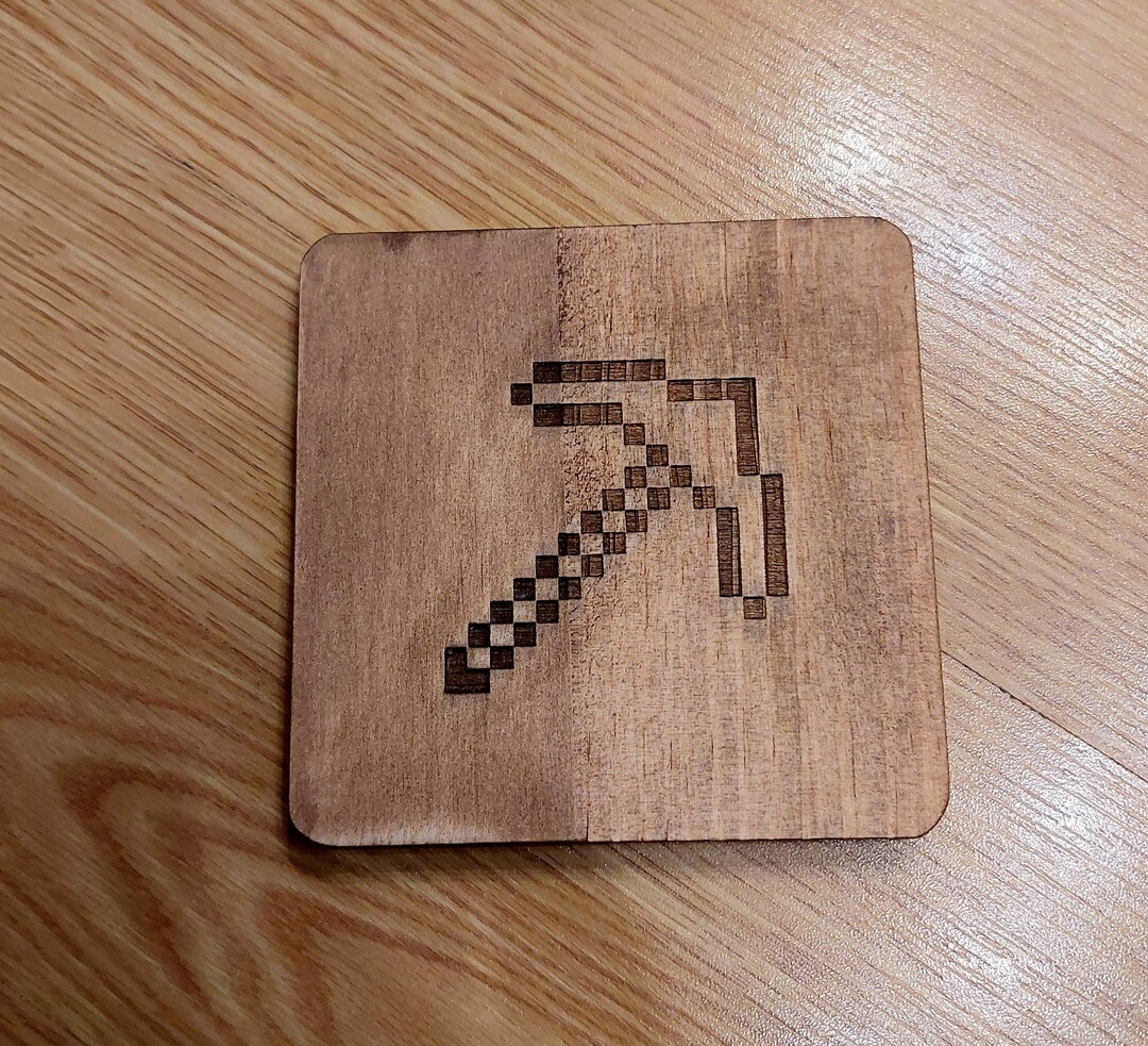 Minecraft Pickaxe Fan Art Wooden Drinks Coaster - Etsy