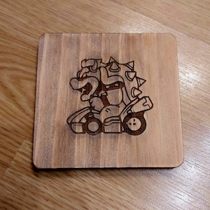 Mariokart Bowser fan art wooden drinks coaster