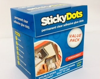 Lot de 4 adhésifs en U Sticky Dots permanents extra-forts, paquet économique de 1600 x 10 mm