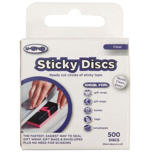26 x U-Wrap Sticky Discs Single Sided Adhesive Tape 25mm dia Roll of 500 202185