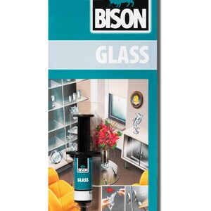 6 x 6305392 Bison Glass Bond Adhesive Glue 2ml Syringe. Crystal clear.