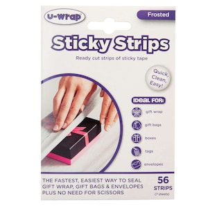 12 x U-Wrap Sticky Strips Frosted Single Sided Adhesive Tape PK56 20x56mm 202179