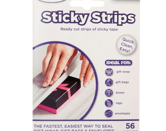 12 x U-Wrap Sticky Strips Frosted Single Sided Adhesive Tape PK56 20x56mm 202179