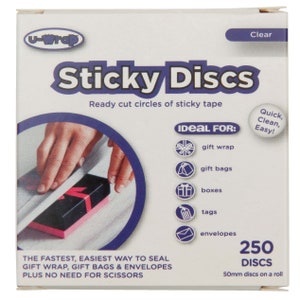 2 x U-Wrap Sticky Discs Single Sided Adhesive Tape 50mm dia Roll of 250 202186