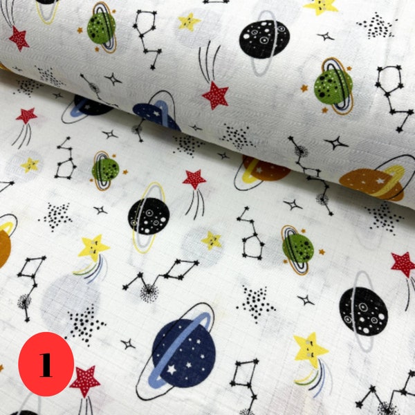 Galaxy Baby Gauze  Organic Cotton Muslin by Half Yard, Organic  100% Cotton Muslin Fabric for Babies, Muslin Fabric for Sewing DIY Craft