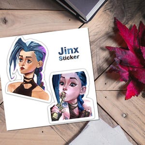 Jinx mysterieuze sticker, Leagues of Legends, vinylsticker, sfeer, laptop, auto, telefoon