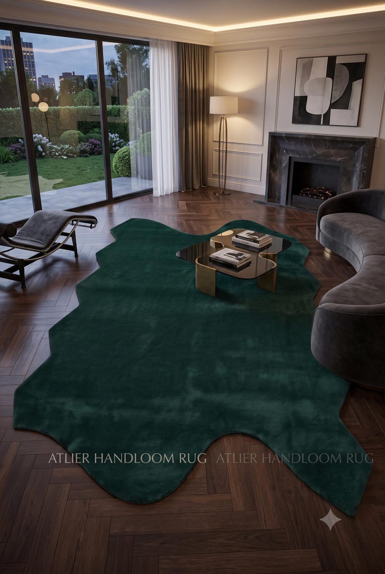 Wavy Edged Rug Handloom New Zealand Wool Rug Irregular Charcoal Grey Area Carpet ...