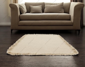 Handwebstuhl Fransen Kelim Beige Farbe Wolle Kelim Teppich Handgewebter Teppich, Handgefertigter Teppich, Flachgewebe Teppich Durrie