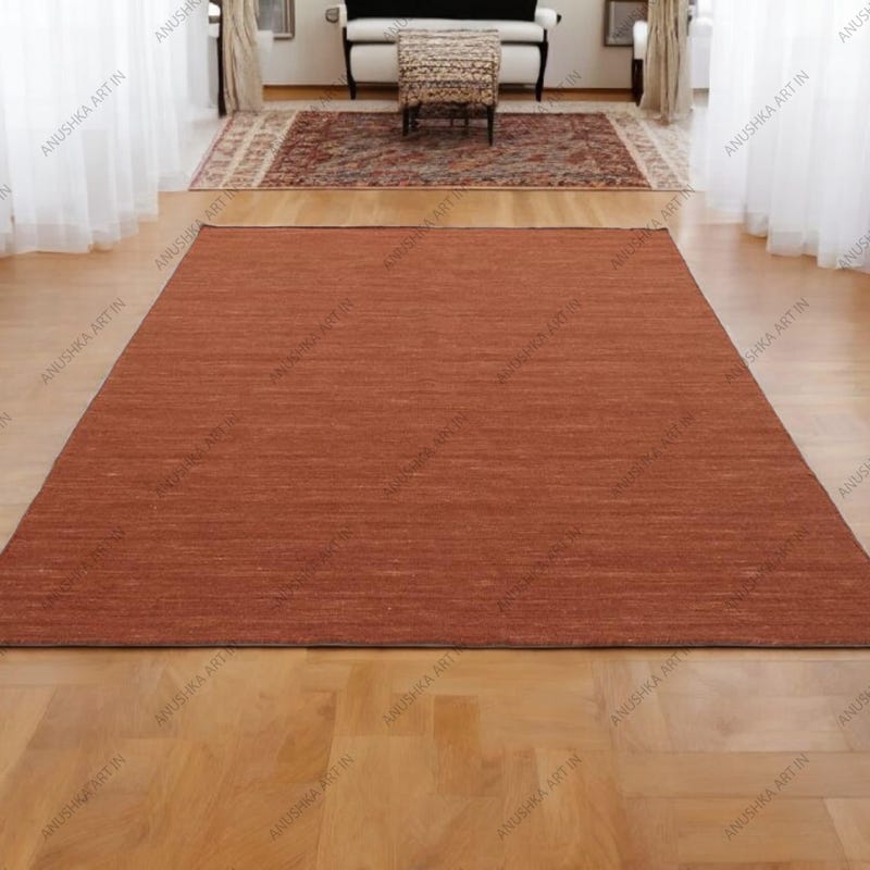 Handwoven Rust Color Rug - Etsy