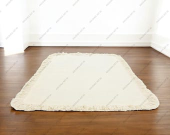 Handgewebter Teppich Fransen Kilim Elfenbeinfarbe Wolle Kelim Teppich Handgewebter Teppich, Handgewebter Teppich, Flachgewebe Teppich Durrie