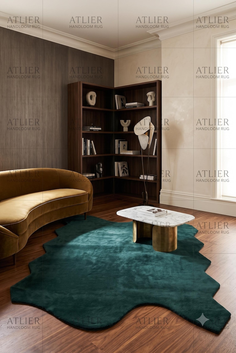 Wavy Edged Rug Handloom New Zealand Wool Rug Irregular Charcoal Grey Area Carpet ...