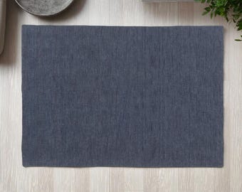 Solid Kilim loom Navy Blue Color Wool Kilim Rug Handwoven, Handmade Rug, Flatweave Rug, Bohemian Rug  Durrie Rug Custom Wool Rug Durrie