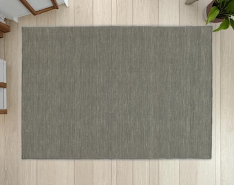 Solid Kilim loom Dark Grey Color Wool Kilim Rug Handwoven, Handmade Rug, Flatweave Rug, Bohemian Rug Indian Durrie Rug Custom Wool Rug Durri