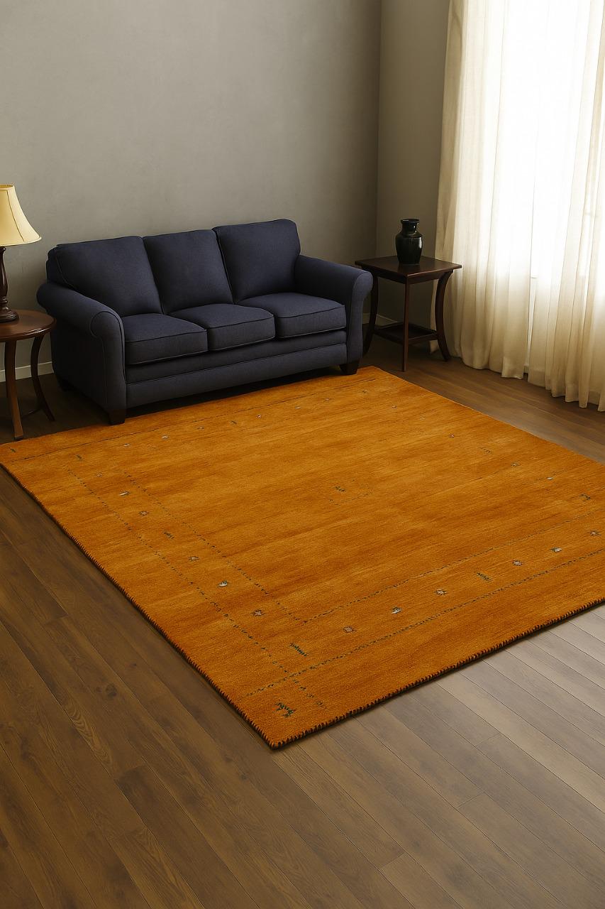 Handmade Gabbeh Wool Rug - Burnt Oran...