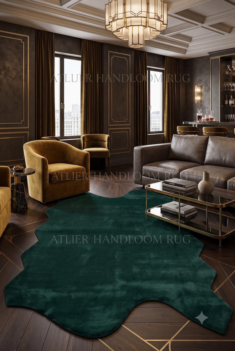 Wavy Edged Rug Handloom New Zealand Wool Rug Irregular Charcoal Grey Area Carpet ...