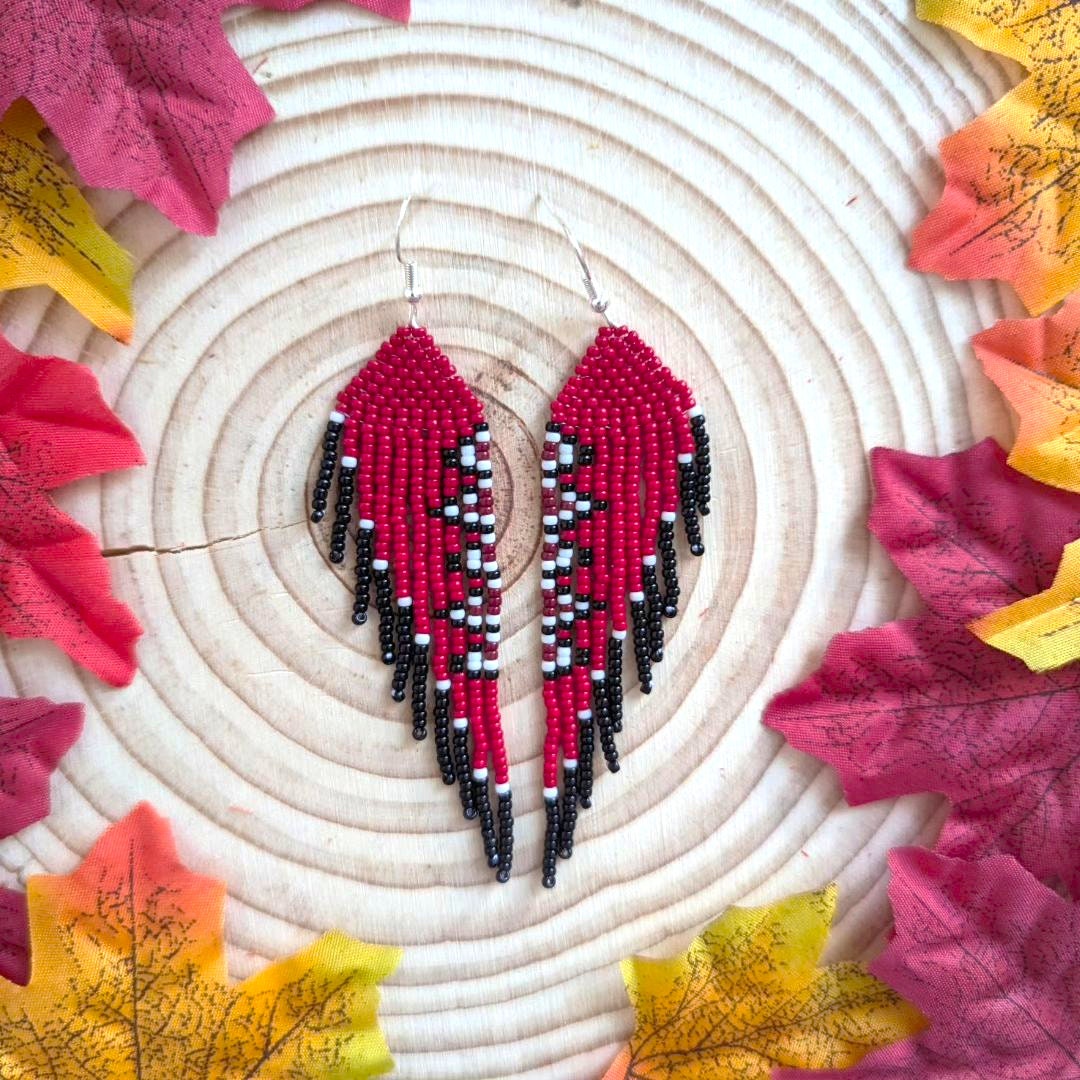 Red Feather Earrings Ethnic Feather Earring Aztec Earring Etsy