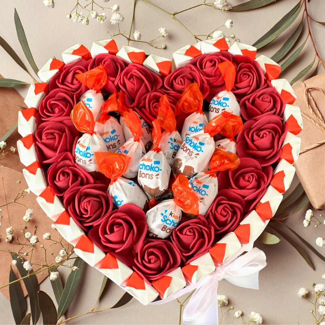 Kinder Chocolate Heart Bouquet: Handmade Rose Candy Gift - Etsy, image size:1080x1080
