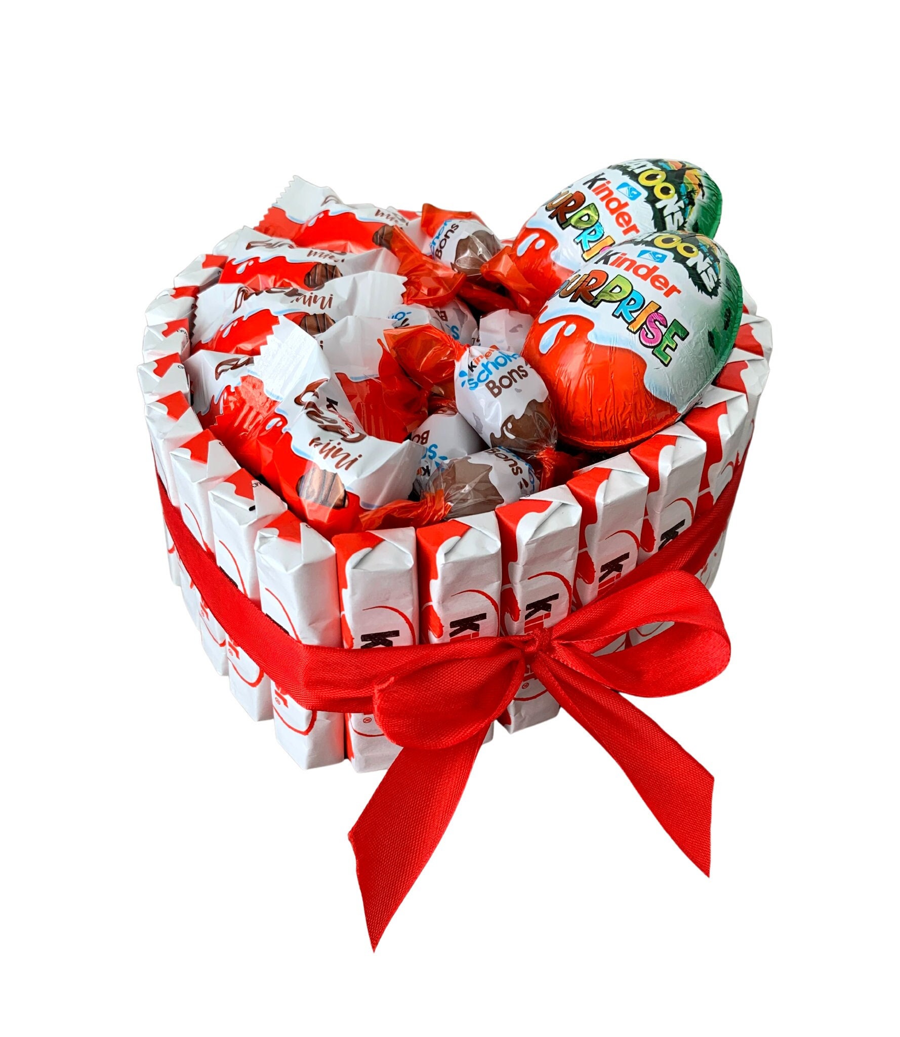 Onza Coffret cadeau de bonbons Kinder Bueno. Gâteau original de chocolat à  offrir pour la Saint-Valentin, Anniversaires. Assortiment en forme de cœur