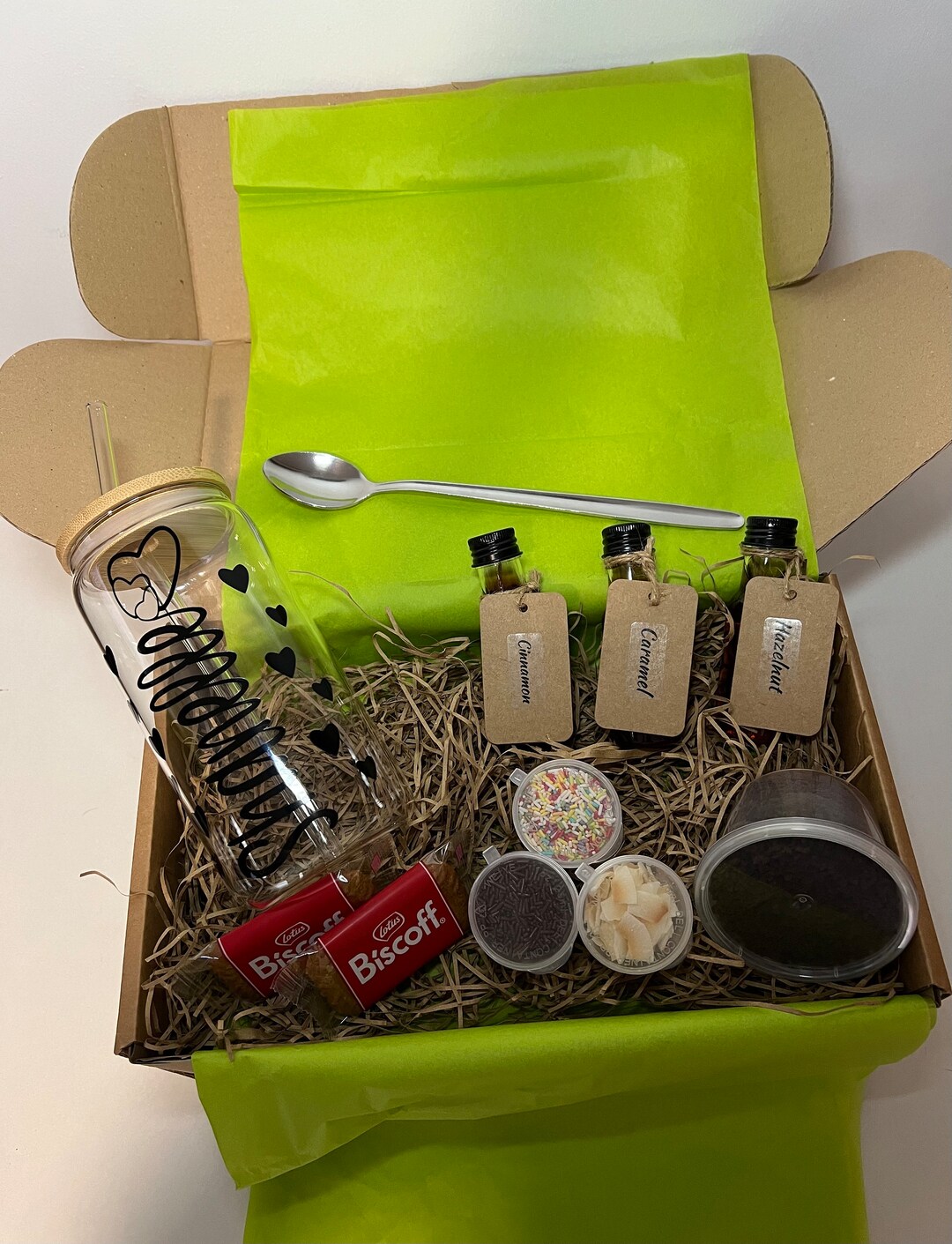 Personalised Iced Coffee Glass With Bamboo Lid and Straw Iced Coffee