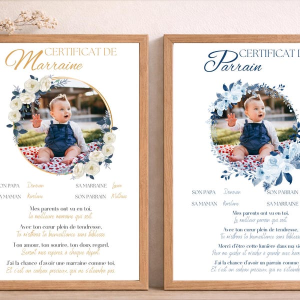 Printable Godparent Certificate – Personalized PDF – Godparent/Baptism/Birth Gift – Godparent Keepsake Poster - Boy