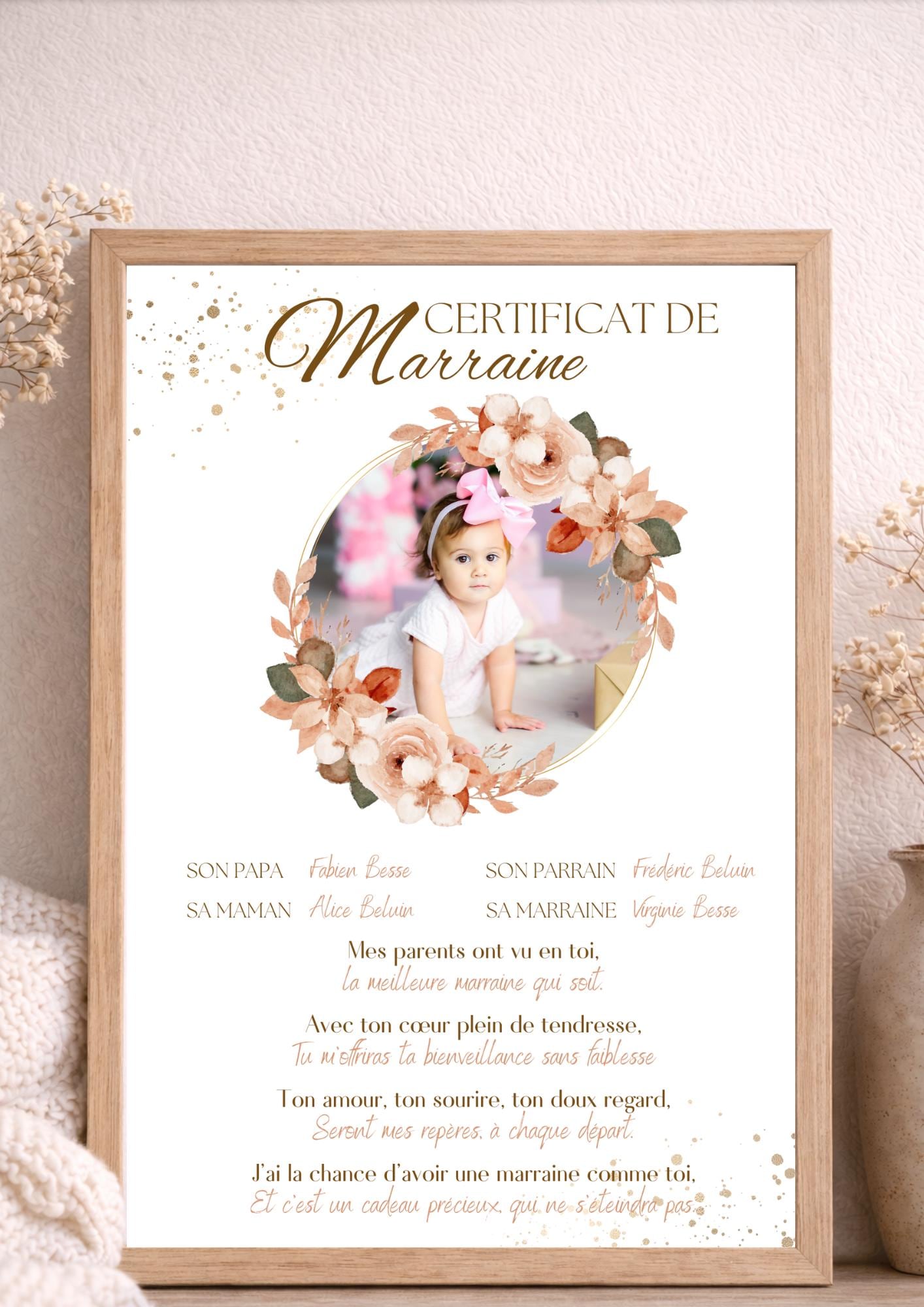Certificat Parrain Marraine à Imprimer – PDF Personnalisé – Cadeau ...