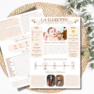 Gazette des baptêmes - Fille - Fleur - 2 pages