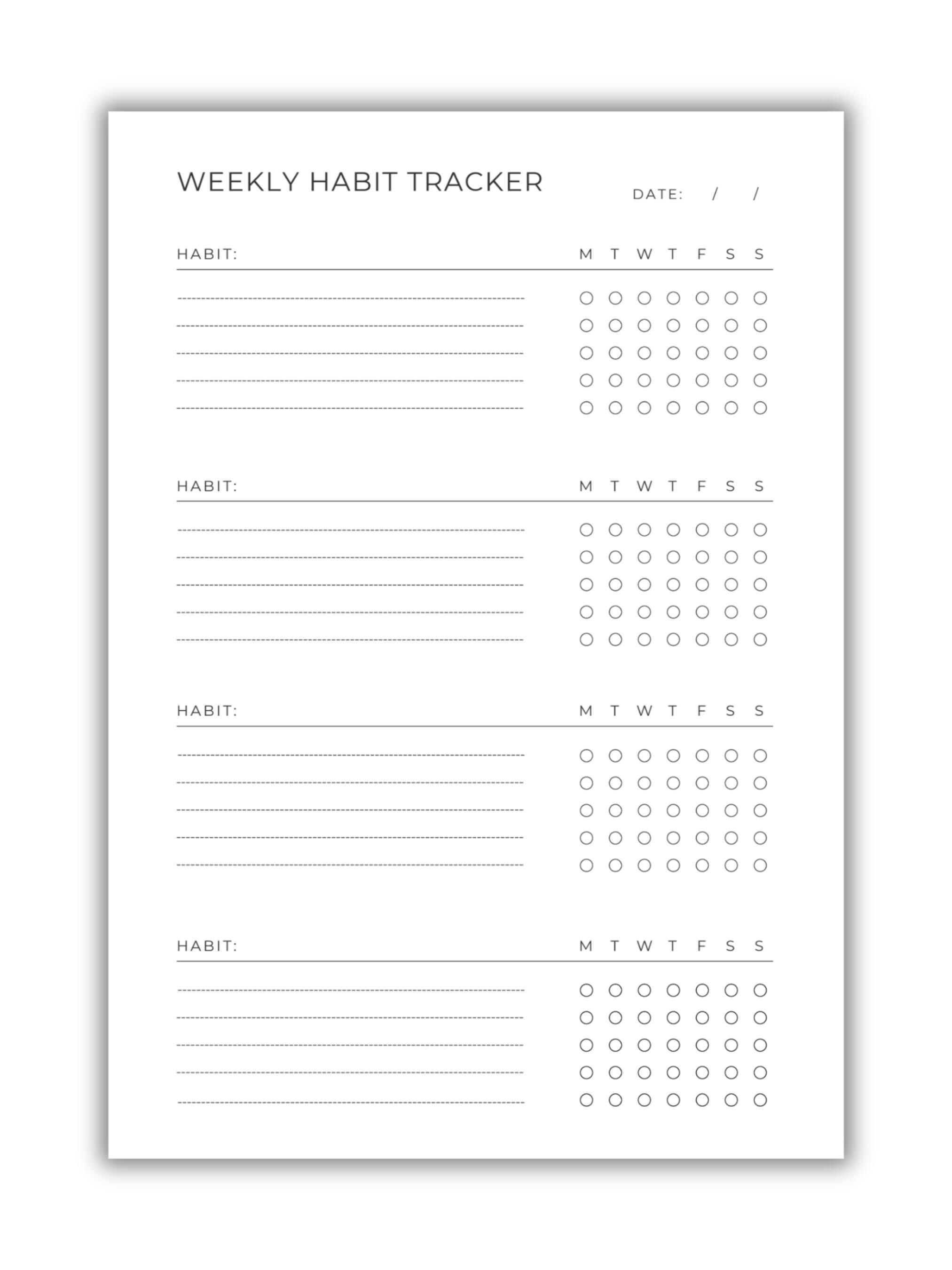 Weekly Habit Tracker Printable | Habit Tracking Template PDF | Wellness ...