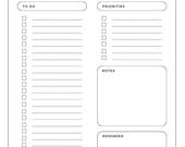 Minimalist To Do List Template,  Daily Task Planner, Digital Download PDF.