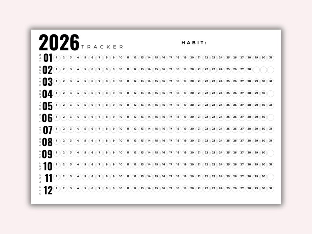2026 Goal Tracker Printable | Minimalist Yearly Habit Planner (digital ...