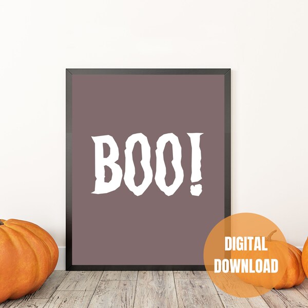 Halloween Wall Print | BOO ! | Taupe | Digital Download | Halloween Poster | Trendy Halloween Decor | Trendy and Retro Printable