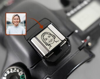 Juego único de tapa para zapata y botón del obturador personalizados para retratos, accesorio de cámara de metal negro, regalo personalizado para fotógrafos