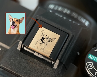 Pet Photo Sketch Hot Shoe Cover And Shutter Button, Personalized Black and White Sketch, Pet Lover Gift for Camera Owner