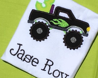 Monster Truck Appliqué Birthday Shirt