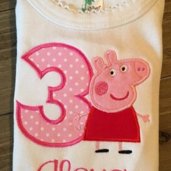 Peppa Pig Appliqué Birthday Shirt