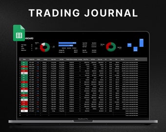 Google Sheets Trading Journal, Dark Mode Spreadsheet Trading, Crypto Stock Futures Perpetuals Options Forex BTC ETH, Google Sheets Template