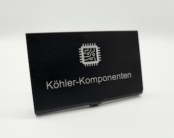 Business card holder made of aluminum with individual laser engraving