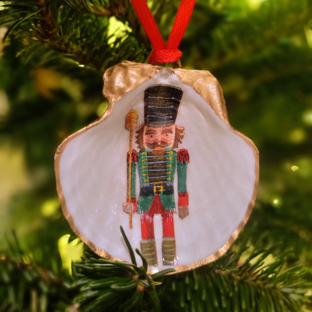 Nutcracker Ballet Themed Decoupage Scallop Shell Christmas Tree
