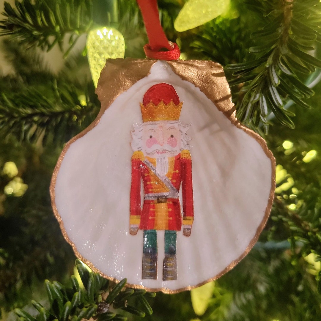 Nutcracker Ballet Themed Decoupage Scallop Shell Christmas Tree