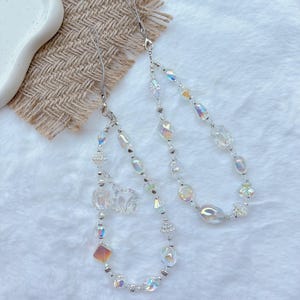 Iridescent Acrylic Bead Phone Chain: Handmade Phone Wristlet