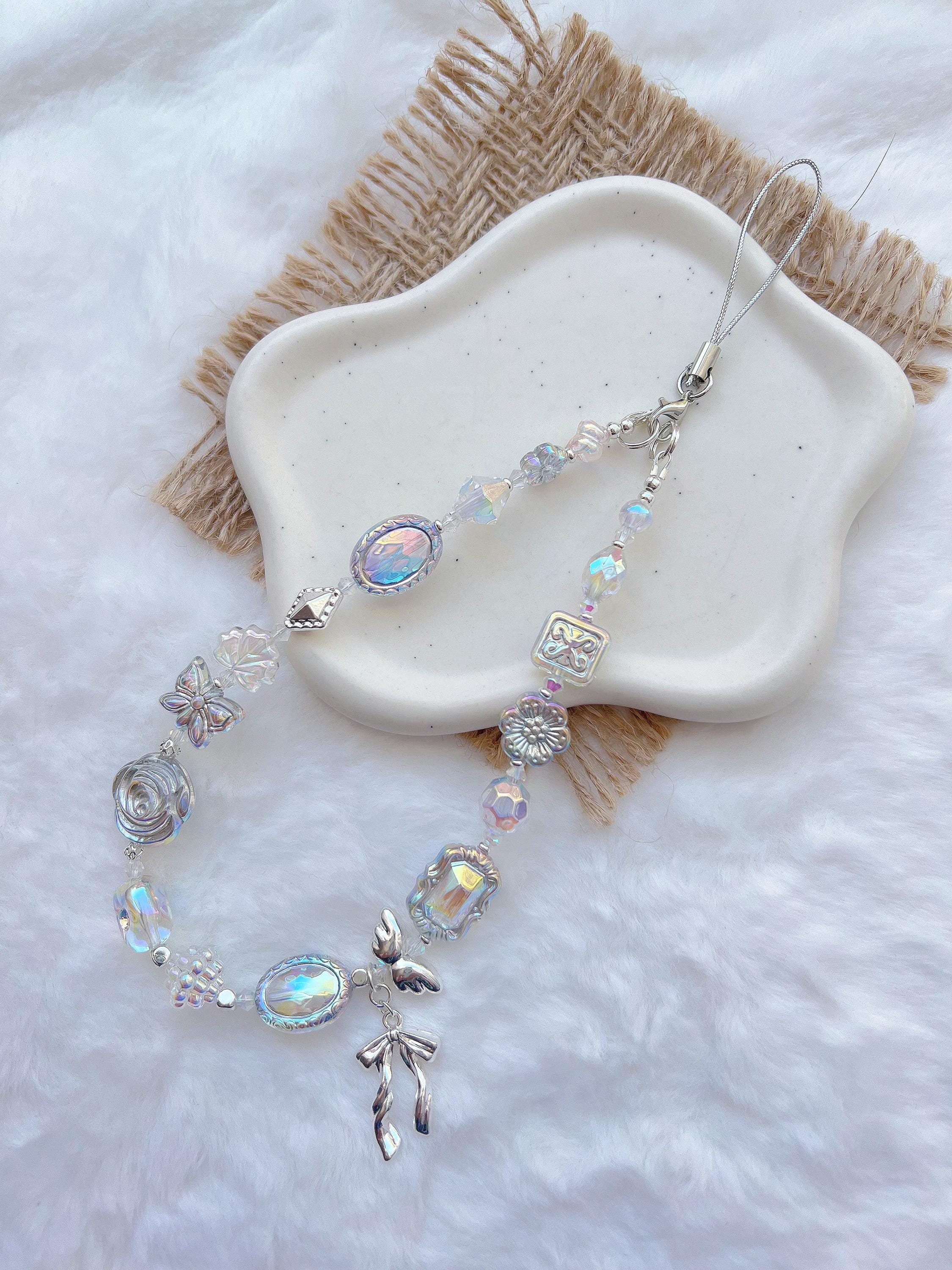 Vintage Style Clear Lake Water 2.0 Phone Charm-Premium Beaded Phone Charms, Phone Wristlet, Phone Strap, Wrist Keychain,Gift For Her