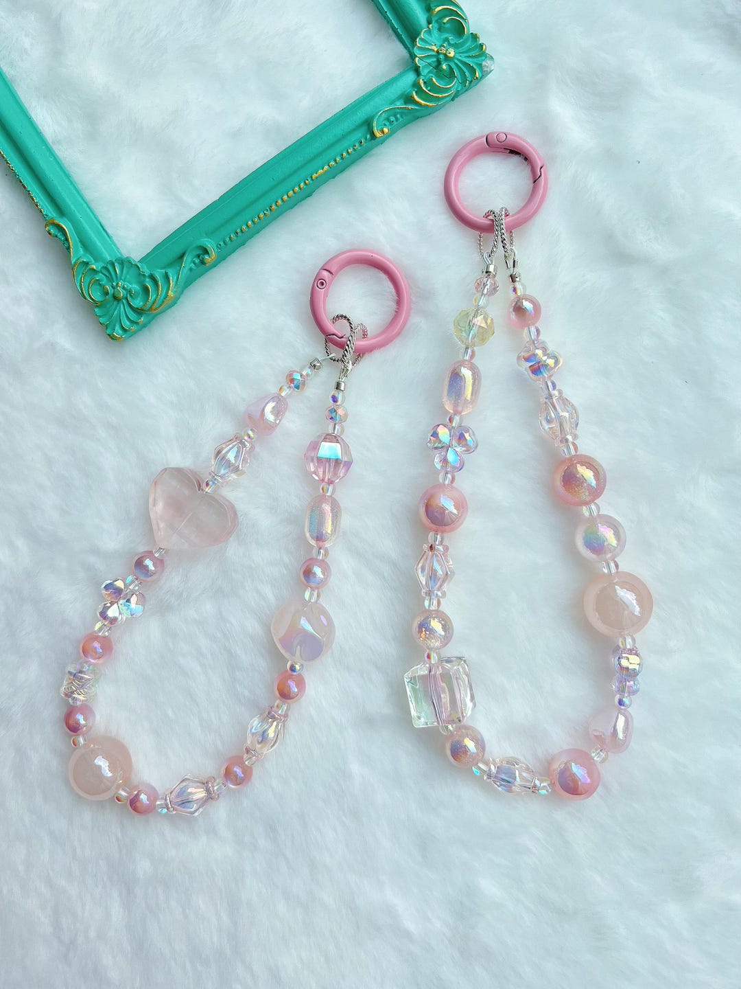 Blush Pink Keychain - Elegant Handcrafted Accessory-premium Beaded Keychain Strap,phonecharm ...