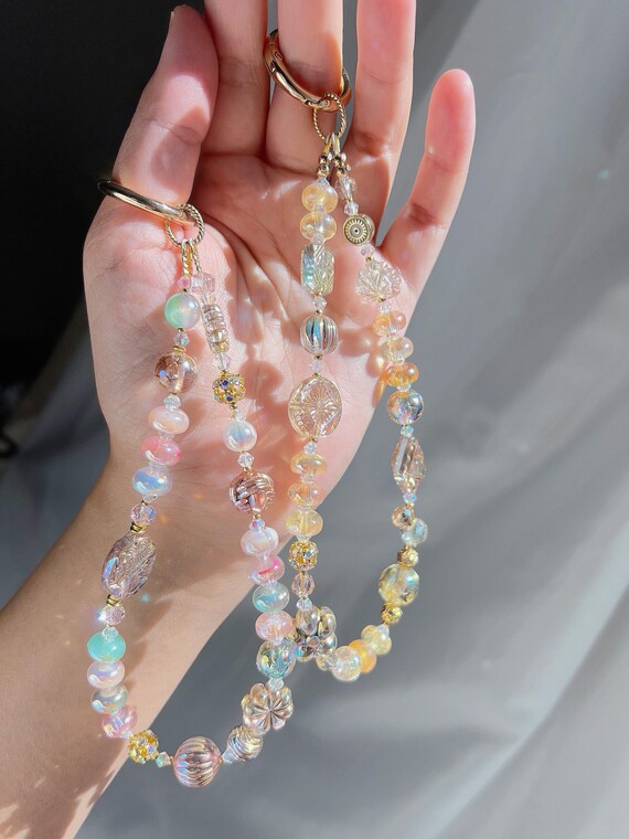 Aurora Charm Acrylic Beaded Phone Strap Colorful Acrylic Beads