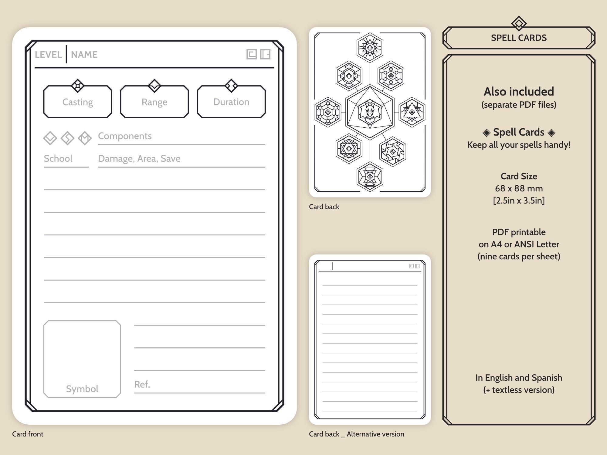 D&D 5e Character Spellbook Spell Cards A5 and Half Letter Booklets, PDF ...