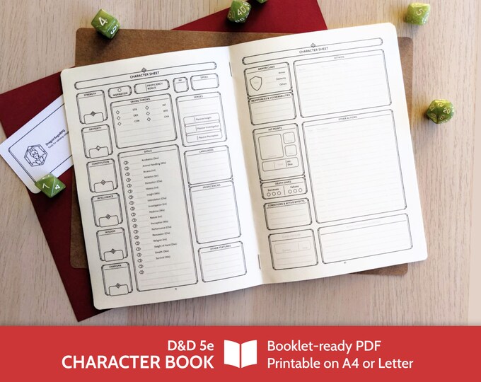 Printable Dungeons and Dragons 5th Edition A5 Character Campaign Book ...