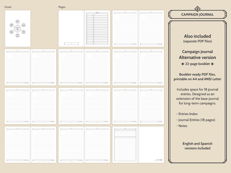 D&amp;D 5e Campaign Journal Party Sheet A5 and Half Letter Booklets, PDF Files Printable on A4 and ...
