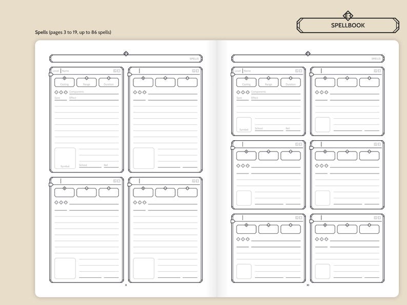 D&amp;D 5e Character Spellbook + Spell Cards (A5 and Half Letter Booklets ...