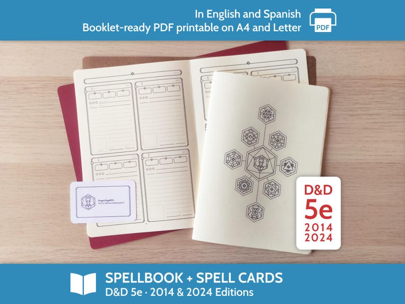 D&amp;D 5e Character Spellbook + Spell Cards (A5 and Half Letter Booklets ...
